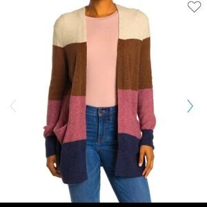 Madewell Striped Print Cozy Short Walk Cardigan, Size Small